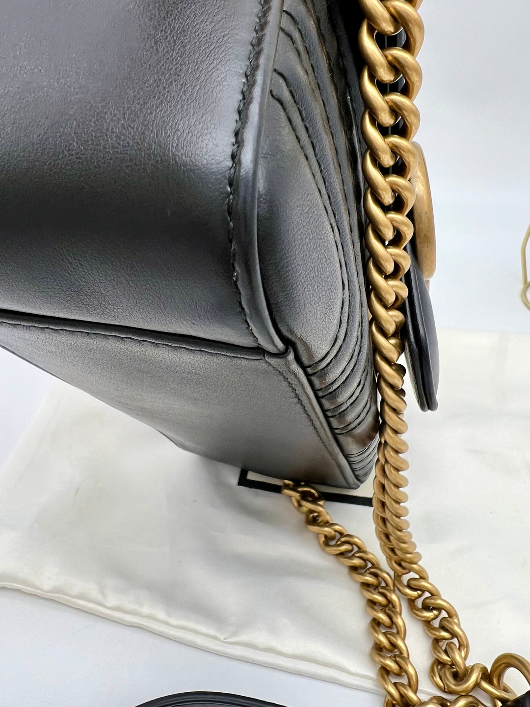 GUCCI MARMONT QUILTED TOP HANDLE GHW SHOULDER BAG