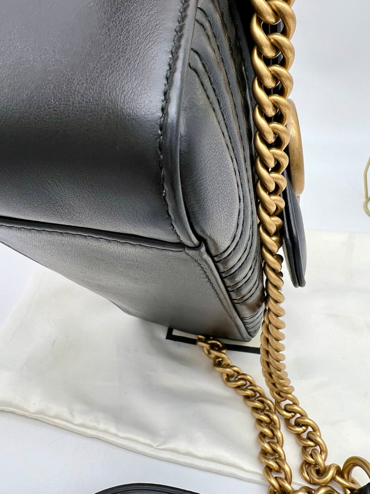 GUCCI MARMONT QUILTED TOP HANDLE GHW SHOULDER BAG