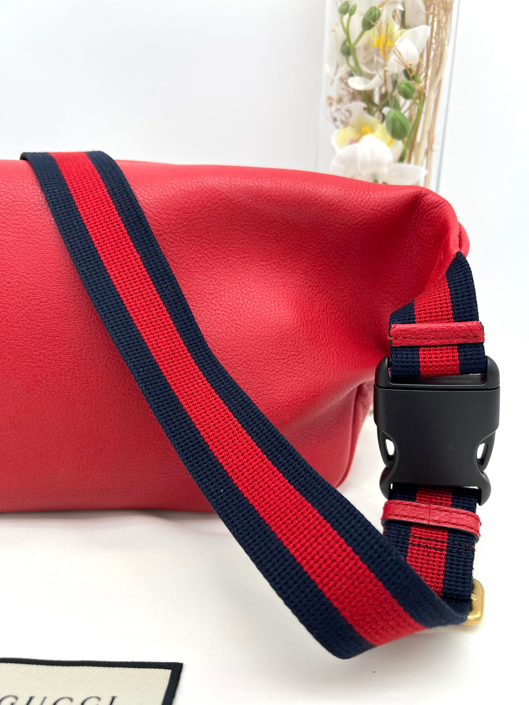 GUCCI RED LEATHER RETRO BELT BAG