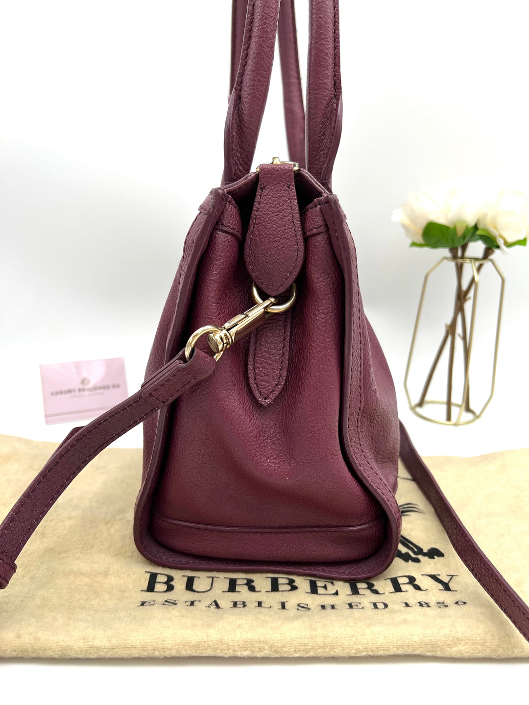 BURBERRY LONDON PURPLE GRAINED SMALL SHOULDER BAG
