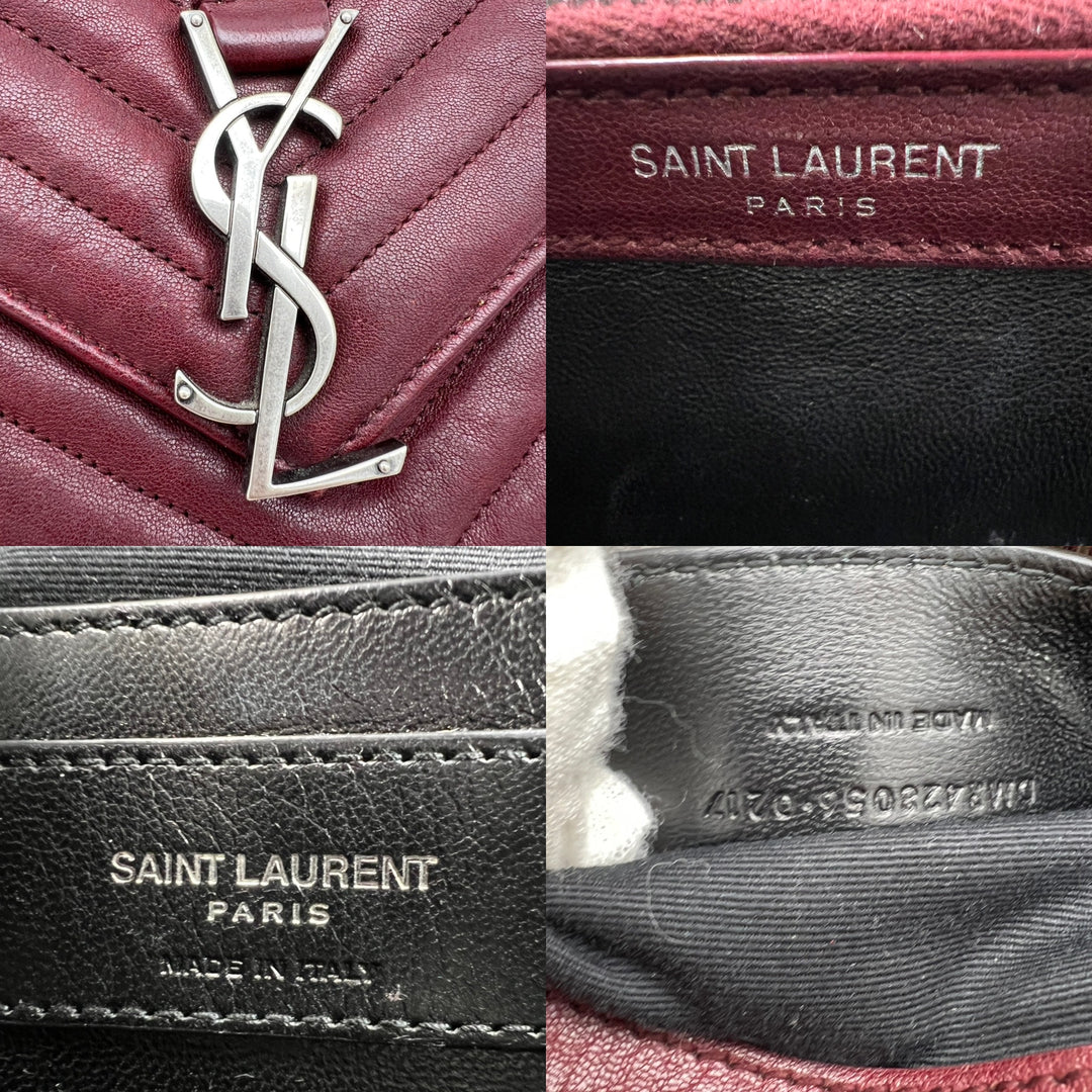 YVES SAINT LAURENT COLLEGE CHEVRON QUILTED BAG GHW