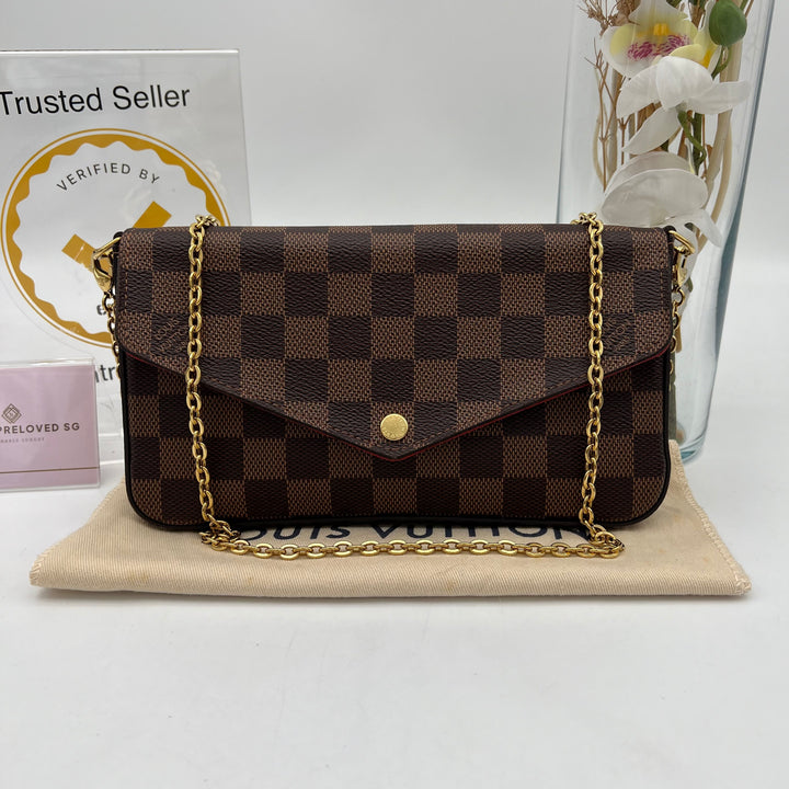 LOUIS VUITTON FELICIE DAMIER EBENE ( microchipped )