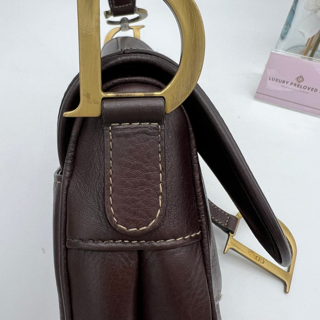 CHRISTIAN DIOR BLACK LEATHER  SADDLE BAG