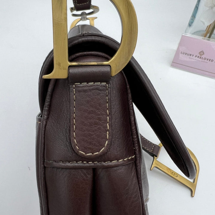 CHRISTIAN DIOR BLACK LEATHER  SADDLE BAG