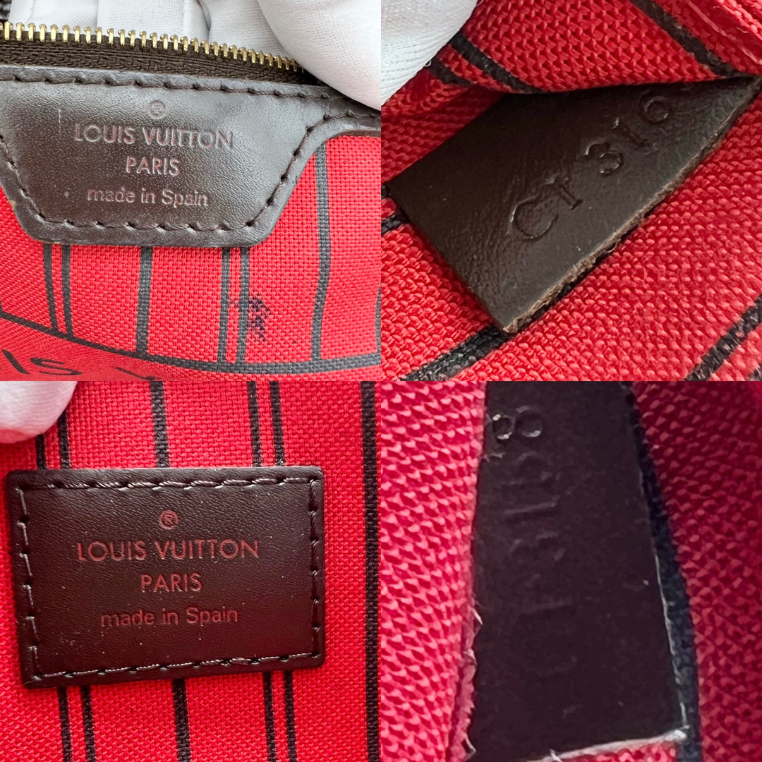 LOUIS VUITTON NEVERFULL MM DAMIER W/ POUCH