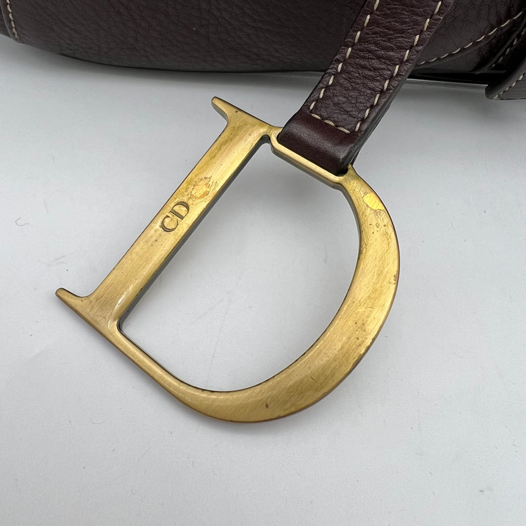 CHRISTIAN DIOR BLACK LEATHER  SADDLE BAG