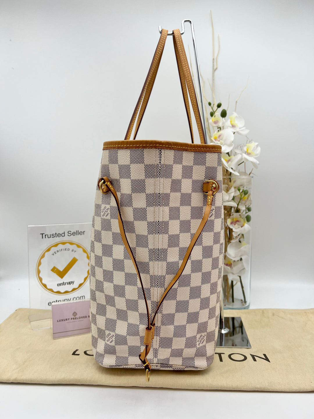 LOUIS VUITTON NEVERFULL MM AZUR W/ POUCH