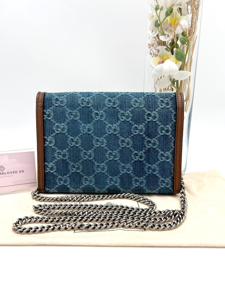 GUCCI DIONYSUS DENIM CHAIN SHOULDER BAG
