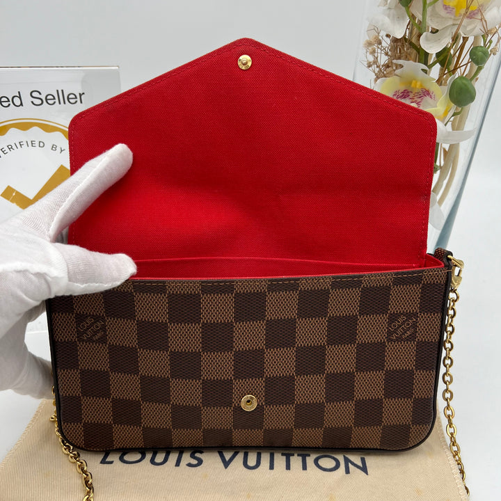 LOUIS VUITTON FELICIE DAMIER EBENE ( microchipped )