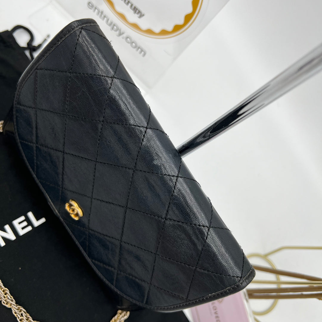 CHANEL BLACK MATALESSE CHAIN SHOULDER BAG LAMBSKIN