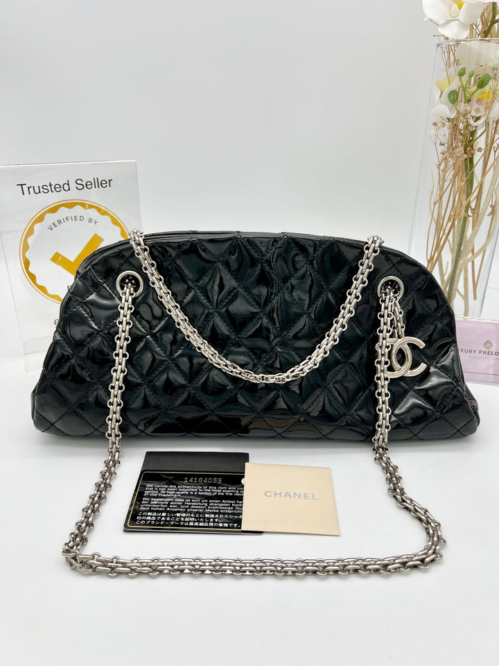 CHANEL QUILTED PATENT MADAMOISELLE