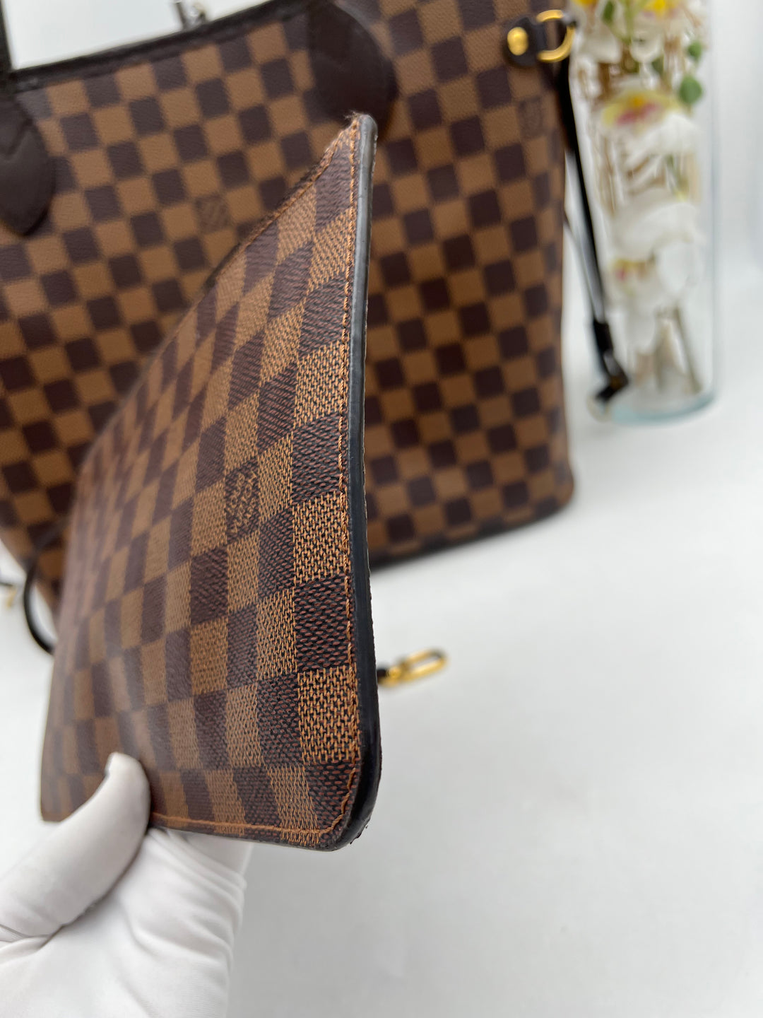 LOUIS VUITTON NEVERFULL MM DAMIER W/ POUCH