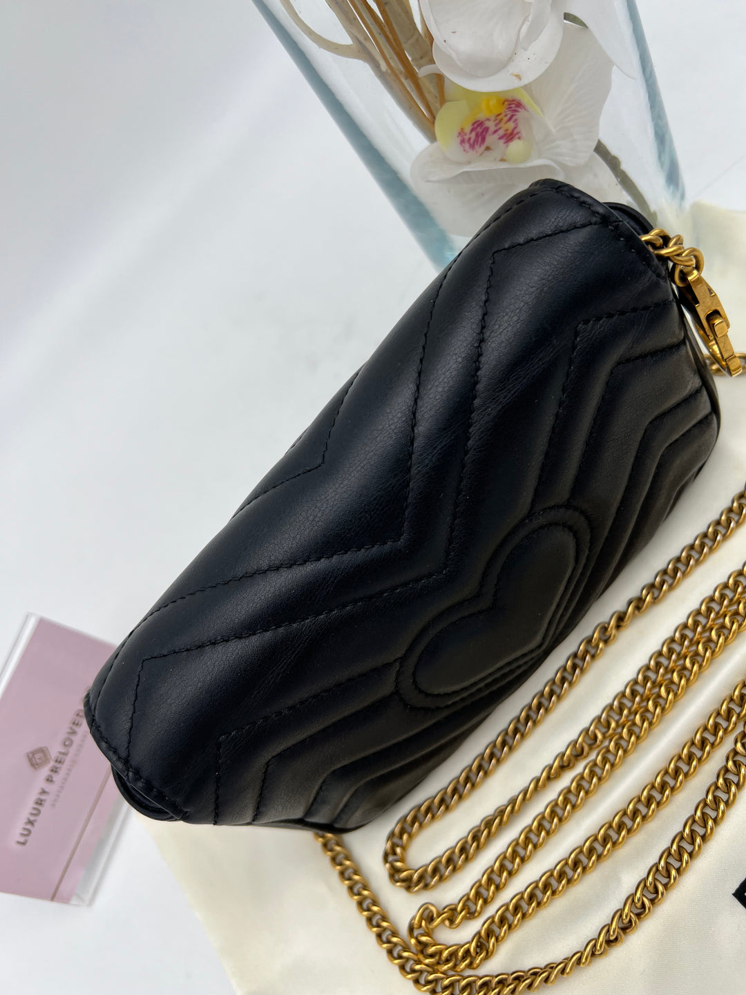 GUCCI GG MARMONT SUPER MINI METALASSE BLACK