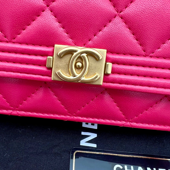 CHANEL BOY WALLET ON CHAIN LAMBSKIN