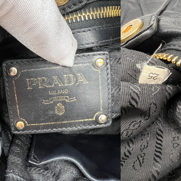 PRADA RIBBON LEATHER SHOULDER BAG