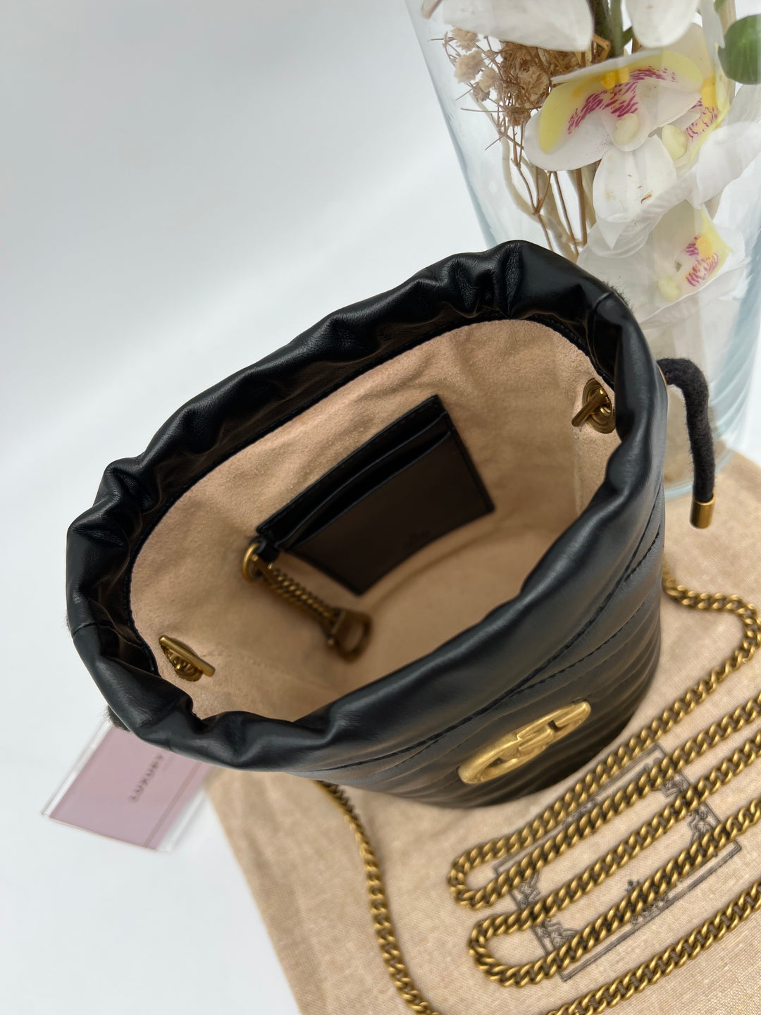 GUCCI MARMONT QUILTED GHW BUCKET BAG