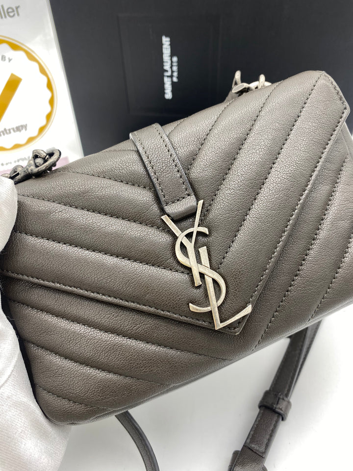 YVES SAINT LAURENT MINI COLLEGE CHEVRON QUILTED WOC BAG