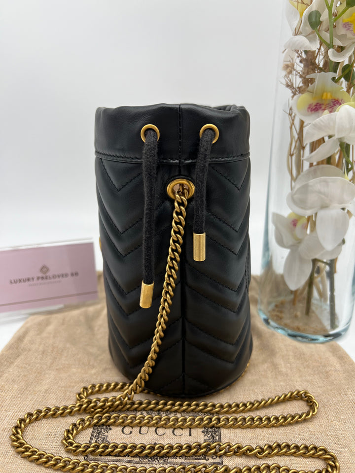 GUCCI MARMONT QUILTED GHW BUCKET BAG