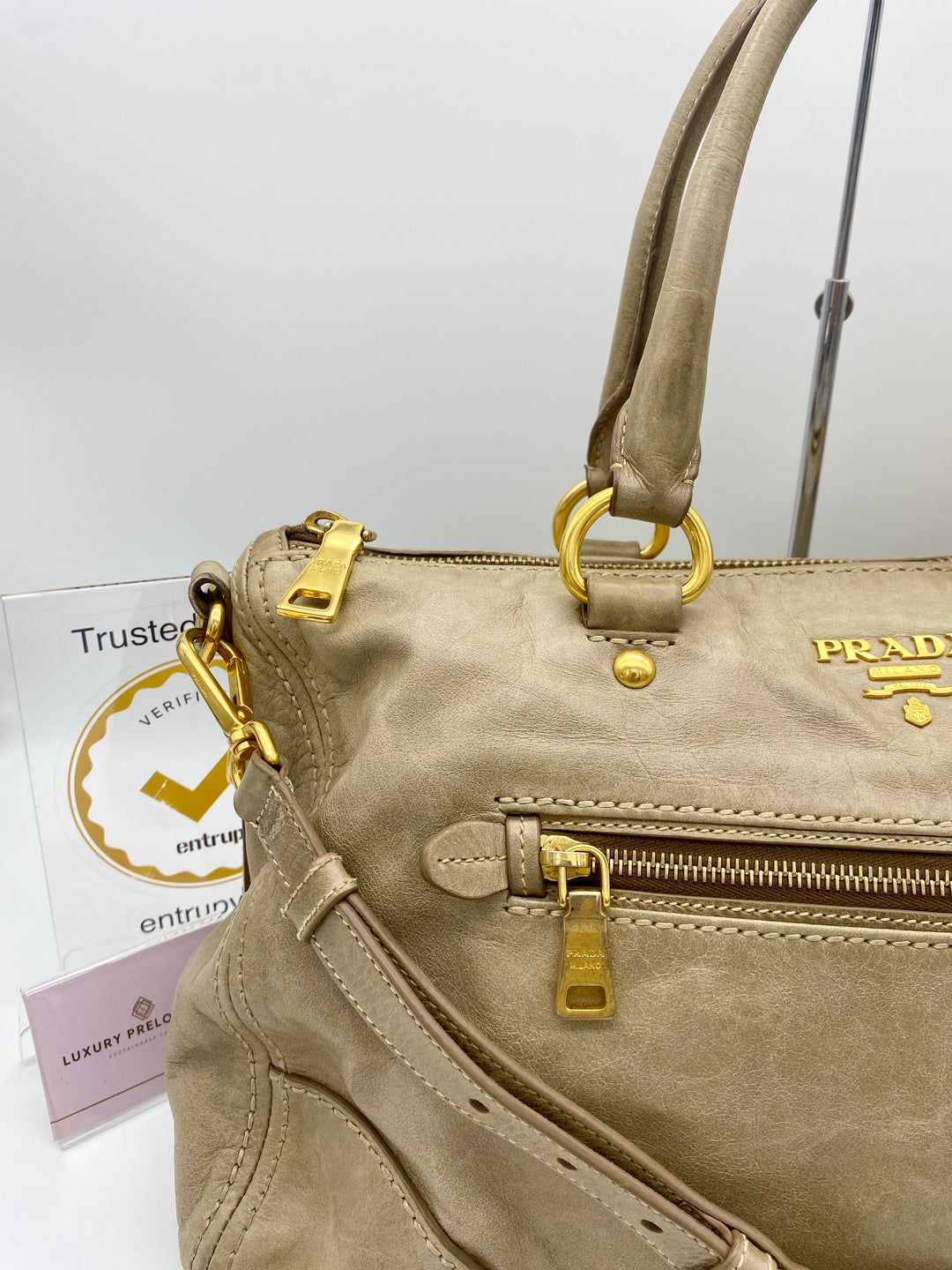 PRADA BEIGE VITELLO SHINE LEATHER