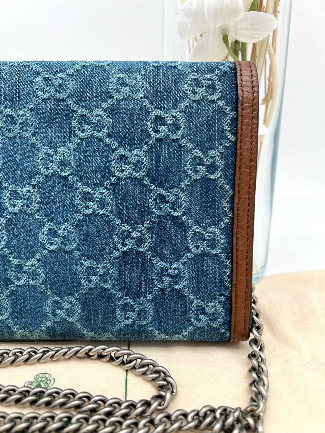GUCCI DIONYSUS DENIM CHAIN SHOULDER BAG
