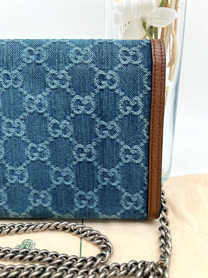 GUCCI DIONYSUS DENIM CHAIN SHOULDER BAG
