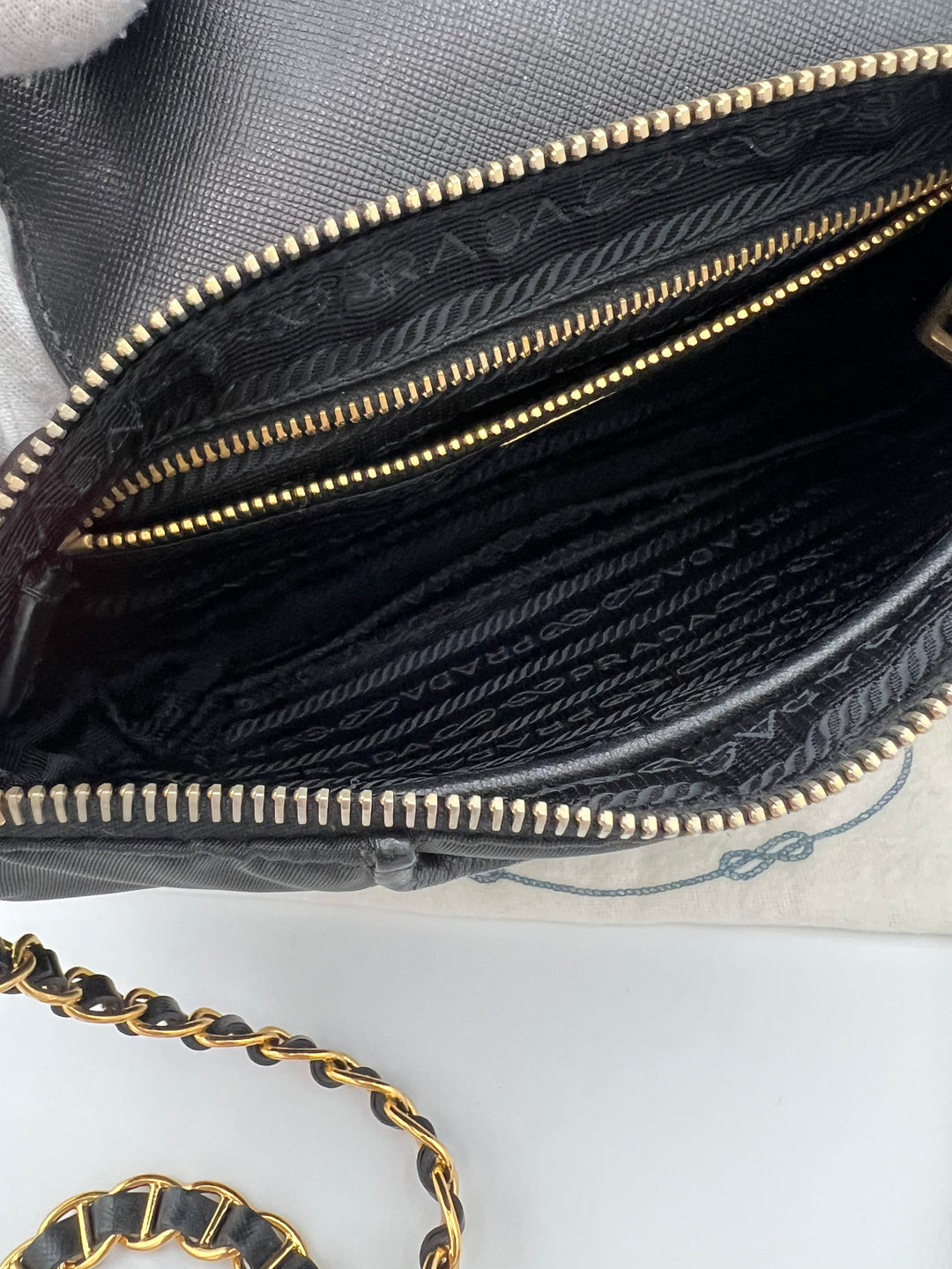 PRADA SAFFIANO NYLON CHAIN BAG
