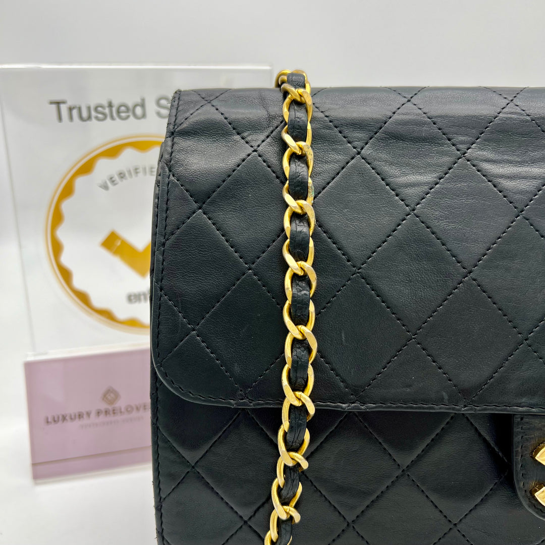 CHANEL BLACK MATALESSE PUSH LOCK CHAIN SHOULDER BAG