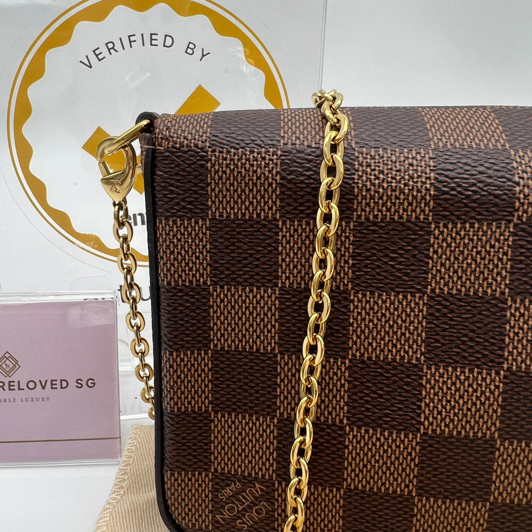 LOUIS VUITTON FELICIE DAMIER EBENE ( microchipped )