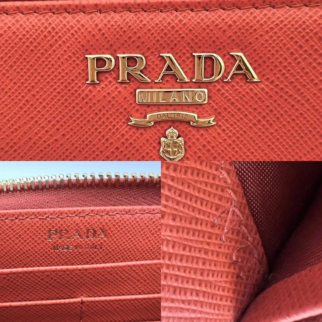 PRADA WALLET ZIP LONG SAFFIANO LEATHER