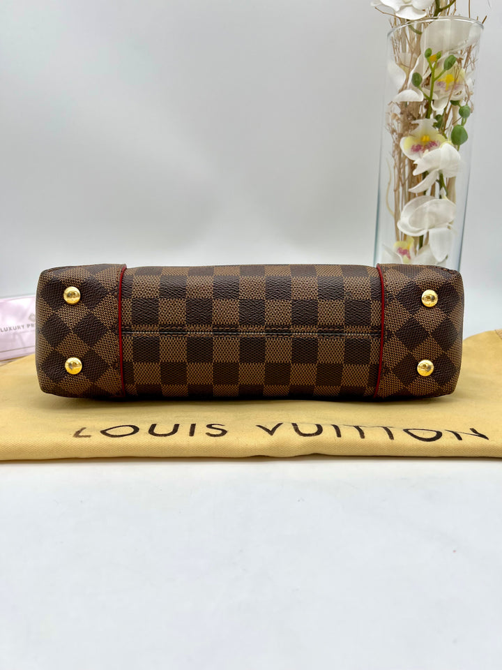 LOUIS VUITTON DAMIER EBENE CAISSA CLUTCH CHERRY