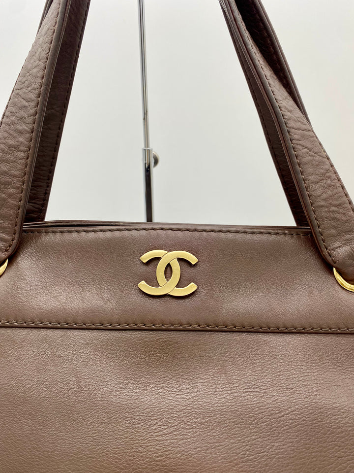 CHANEL BROWN LEATHER NO.7 2 WAY TOTE BAG