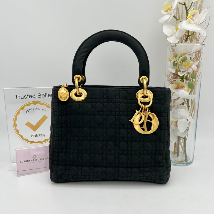 CHRISTIAN LADY DIOR VINTAGE CANVAS SMALL