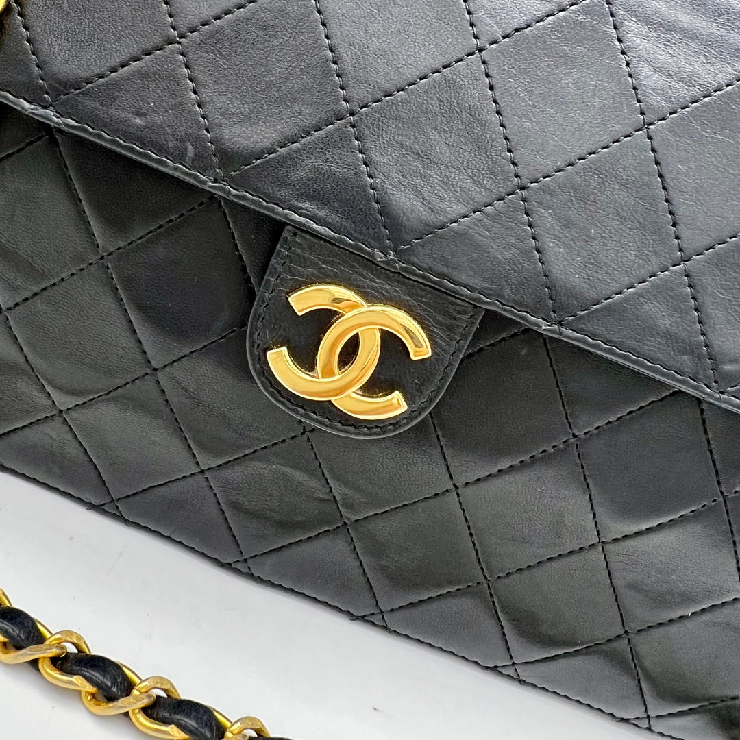 CHANEL BLACK MATALESSE PUSH LOCK CHAIN SHOULDER BAG