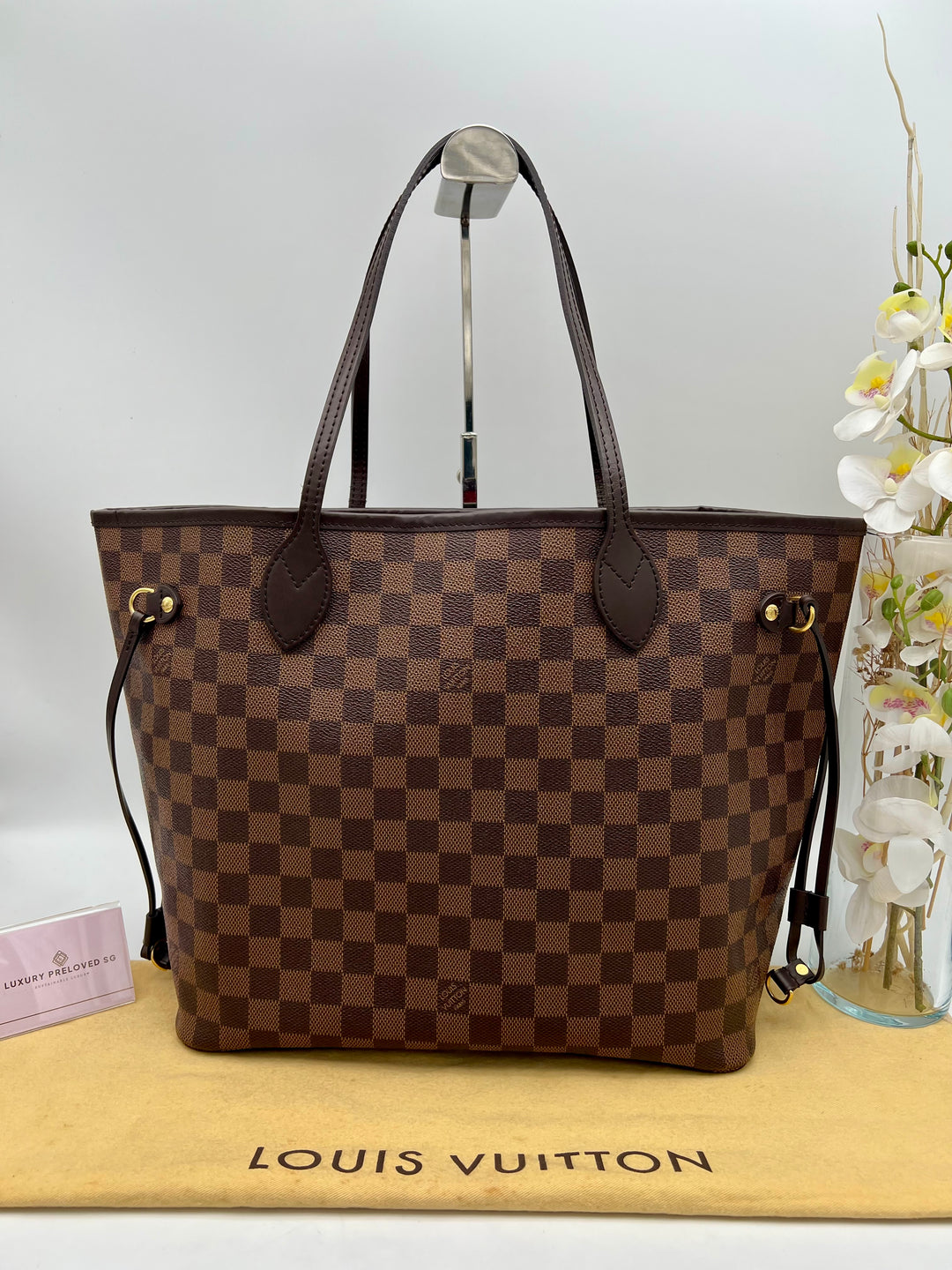 LOUIS VUITTON NEVERFULL MM DAMIER W/ POUCH
