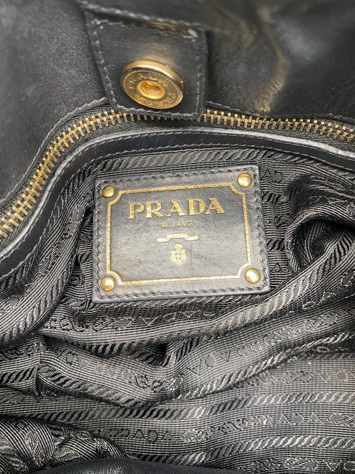 PRADA SOFT CALF LEATHER SHOPPING 2 WAY BAG