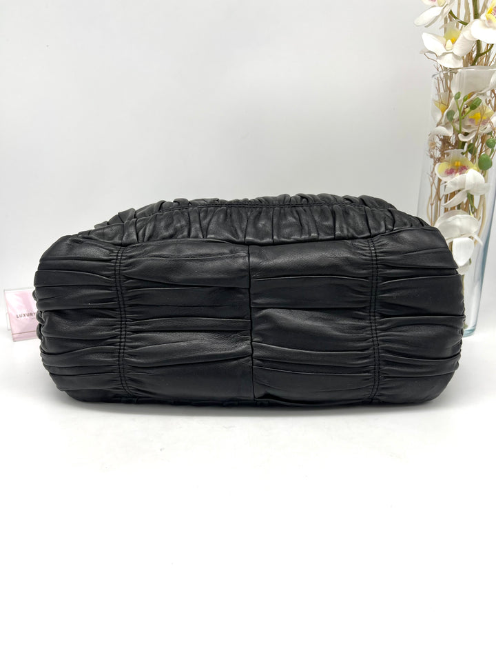 PRADA LEATHER GATHER NAPPA CHUNKY CHAIN SHOULDER BAG