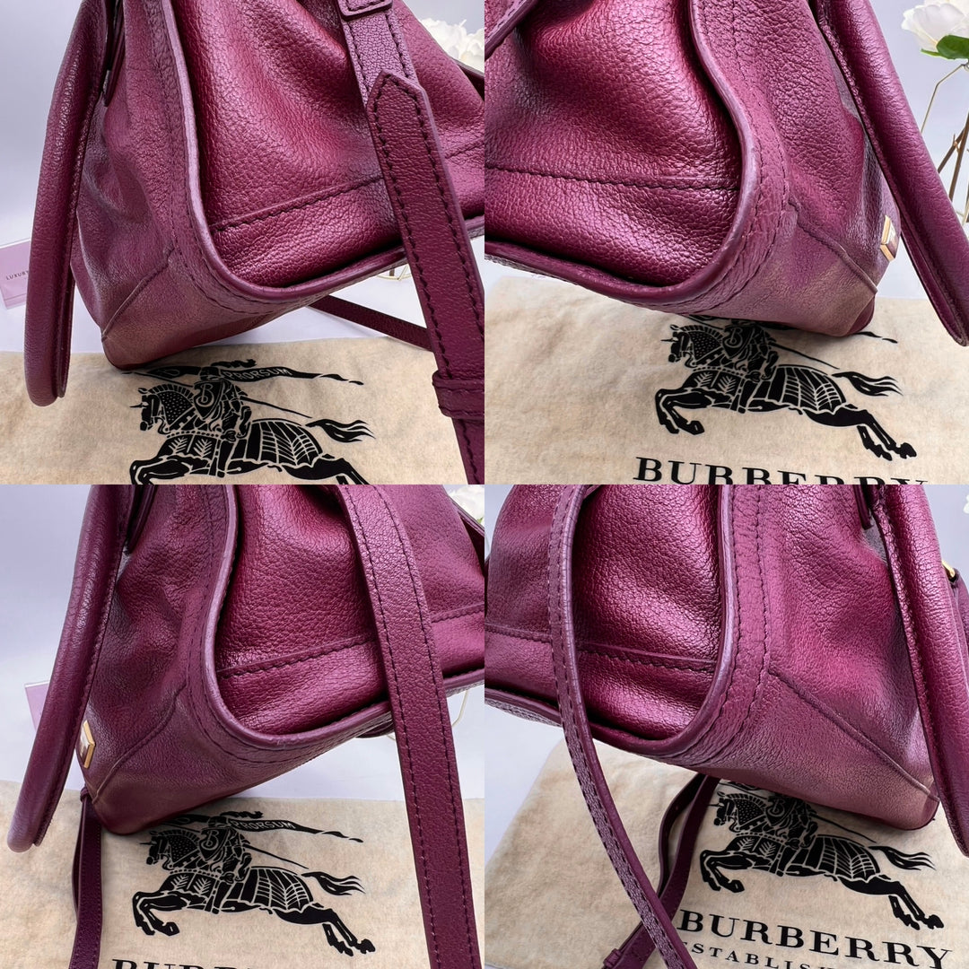 BURBERRY LONDON PURPLE GRAINED SMALL SHOULDER BAG
