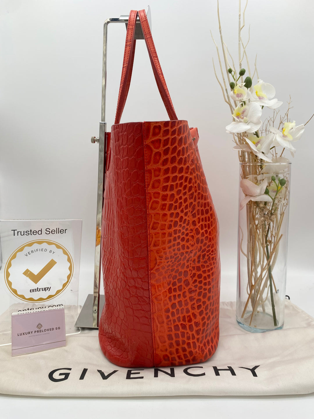 GIVENCHY ANTIGONA CROC EMBOSSED TOTE BAG