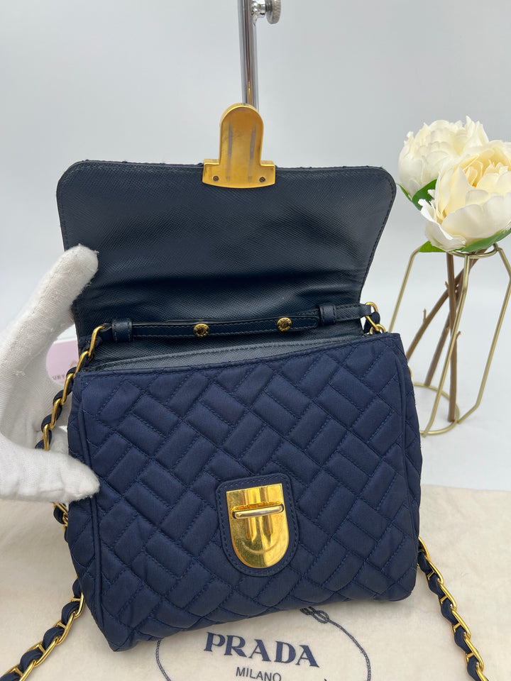 PRADA QUILTED CHAIN NYLON SHOULDER BAG
