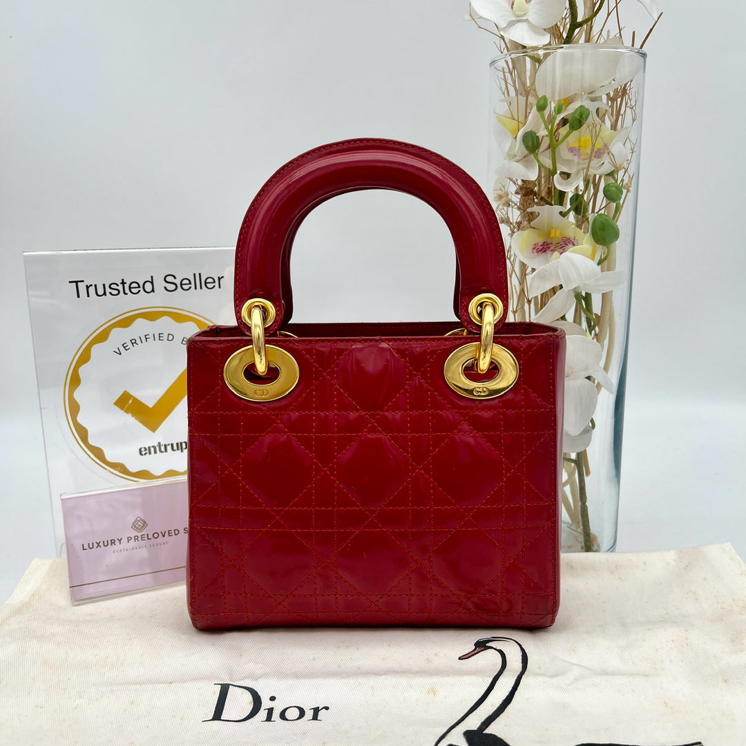 CHRISTIAN DIOR LADY DIOR MINI PATENT