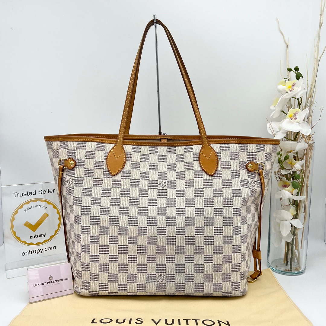 LOUIS VUITTON NEVERFULL MM AZUR W/ POUCH