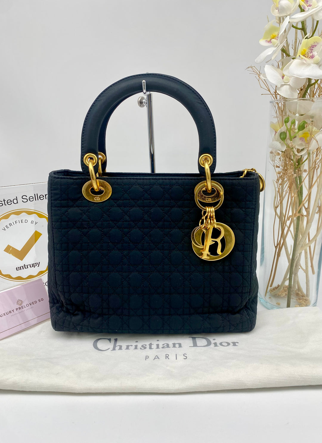 CHRISTIAN LADY DIOR VINTAGE CANVAS SMALL