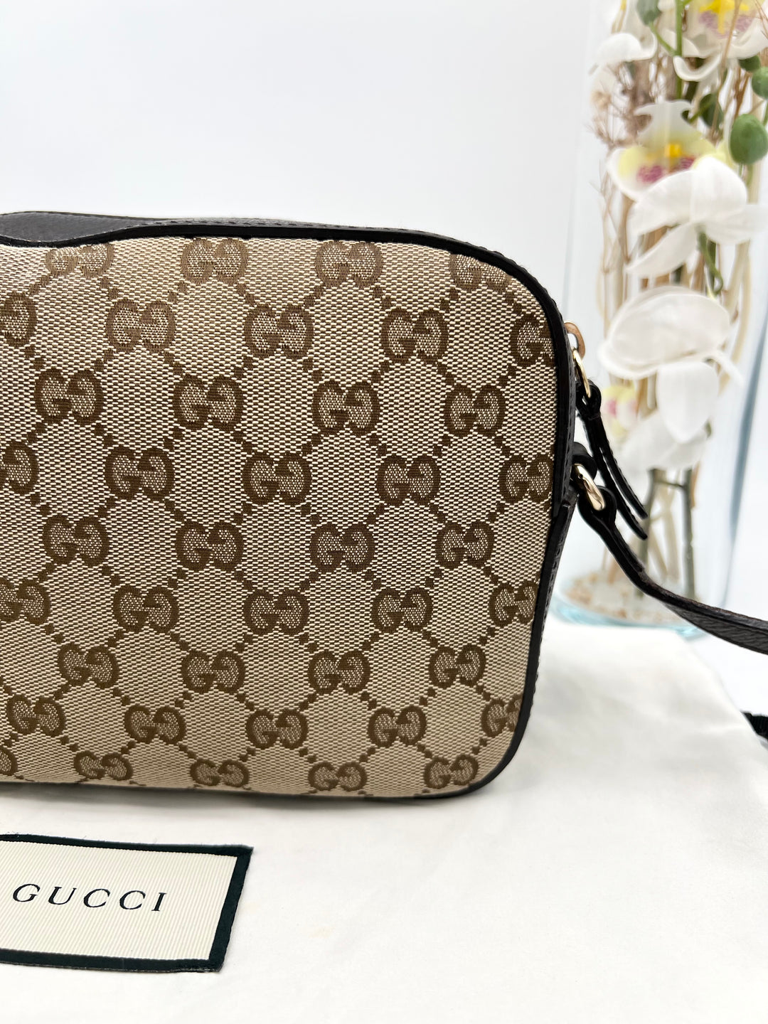 GUCCI OPHIDIA SUPREME CANVAS CAMERA BAG