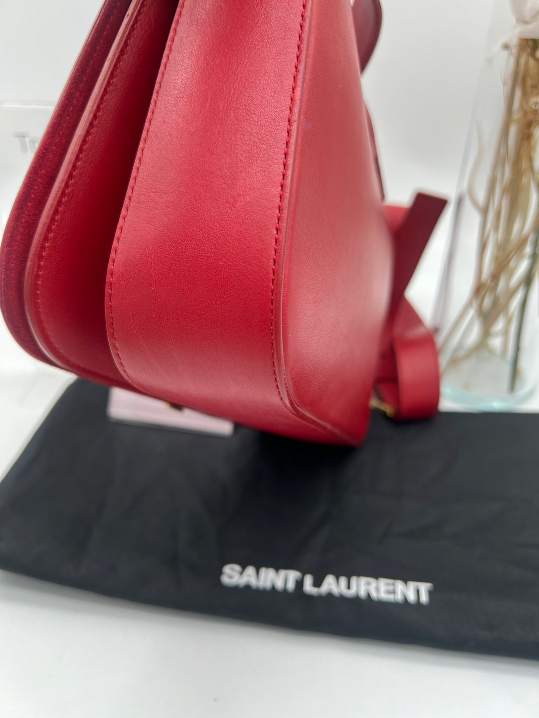 YVES SAINT LAURENT CALFSKIN CLASSIC Y SATCHEL RED