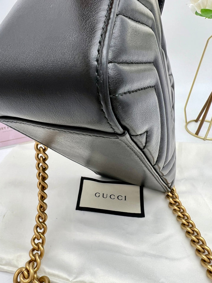 GUCCI MARMONT QUILTED TOP HANDLE GHW SHOULDER BAG