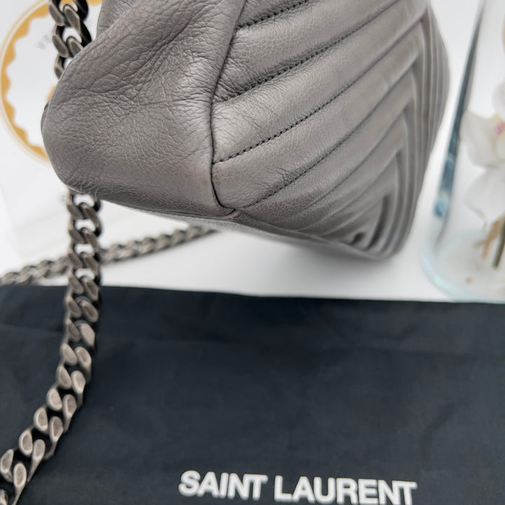 YVES SAINT LAURENT MEDIUM COLLEGE CHEVRON QUILTED WOC BAG