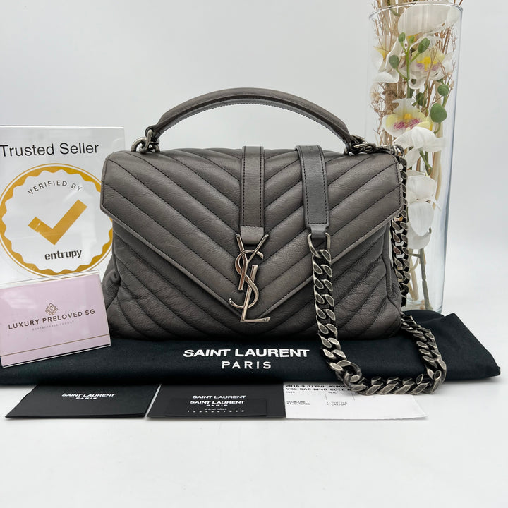 YVES SAINT LAURENT MEDIUM COLLEGE CHEVRON QUILTED WOC BAG