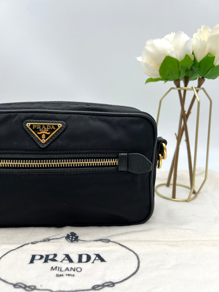 PRADA NYLON AND SAFFIANO CAMERA BAG