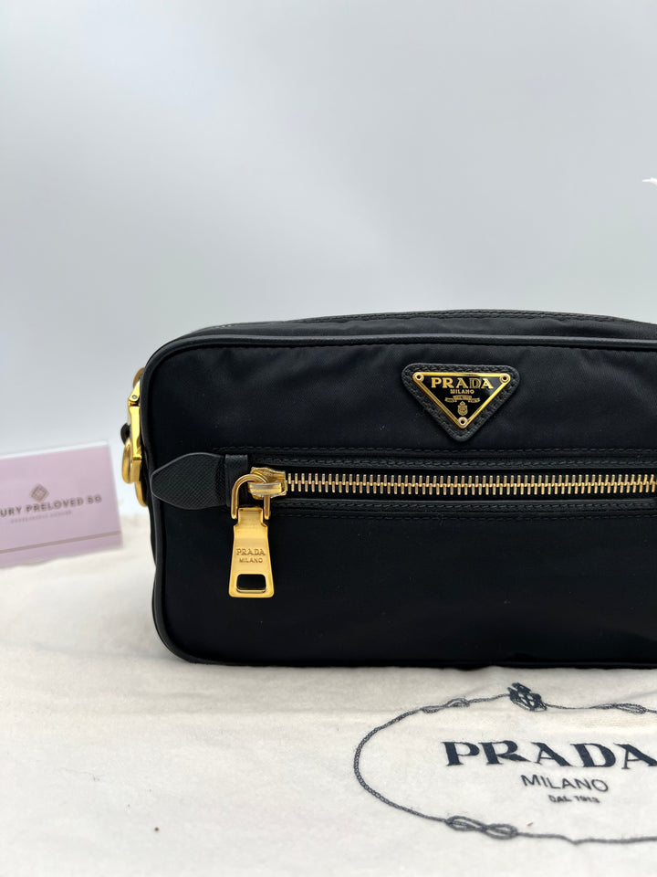 PRADA NYLON AND SAFFIANO CAMERA BAG