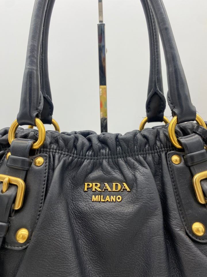 PRADA SOFT CALF LEATHER SHOPPING 2 WAY BAG